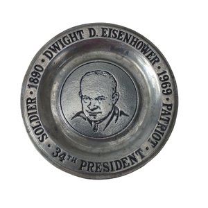 Collectible Wilton Dwight D. Eisenhower 34th President Plate 6" Pewter